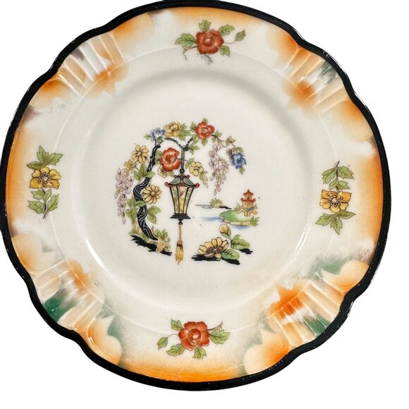 Lusterware Plates Japanese Garden German Bread Butter Dessert Plate Hand Painted - Picture 1 of 16